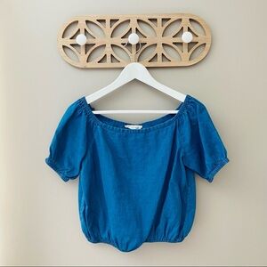 Madewell Off The Shoulder Blouse Blue Sz XXS